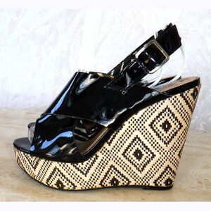 BCBG Black Tribal design wedges